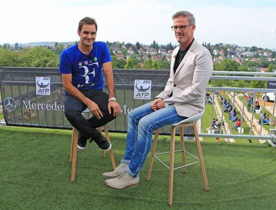 05.06.2016, Mercedes Cup Stuttgart, ATP Tennis Herren Tour, Tennis im Bild: Roger Federer im Interview mit Michael Antwerpes
