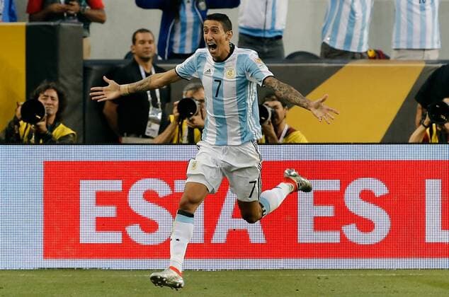 Argentinian Angel Di Maria celebrates after scoring a goal during a game for the Copa America Centenario between Argentina and Chile at the Levi s Stadium, in Santa Clara, California, EEUU, 06 June 2016. Argentina vs Chile !ACHTUNG: NUR REDAKTIONELLE NUTZUNG!  MMD05 20160607-636008743278343903