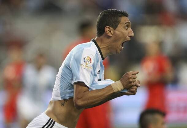 Argentinian Angel Di Maria celebrates after scoring a goal during a game for the Copa America Centenario between Argentina and Chile at the Levi s Stadium, in Santa Clara, California, EEUU, 06 June 2016. Argentina vs Chile !ACHTUNG: NUR REDAKTIONELLE NUTZUNG!  MMD05 20160607-636008743311259903
