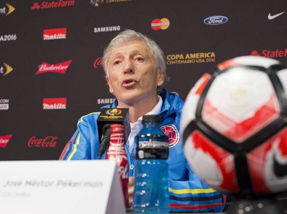 June 6, 2016 - Pasadena, California, U.S - Jose Nestor Pekerman, coach of the national team Nationalteam of Colombia during a press conference PK Pressekonferenz at the Rose Bowl Stadium in Pasadena California on Monday June 6, 2016. The team is preparing for the Copa America Centenario 2016 game on Tuesday against Paraguay at the Rose Bowl stadium in Pasadena California. Colombia practice at Rose Bowl - ZUMAp124