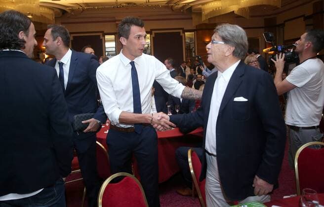 Award Soccer Oscar 06.06.2016., Zagreb, Croatia - The Westin Hotel was held awards ceremony Soccer Oscar organized by the Football union and Croatian newspapers Sportske novosti News). Mario Mandzukic, Miroslav Ciro Blazevic.  IgorxKralj PIXSELL