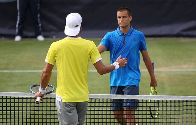 07.06.2016, Mercedes Cup Stuttgart, ATP Tennis Herren Tour, Tennis im Bild: Feliciano Lopez (ESP) und Sieger Mikhail Youzhny (RUS)