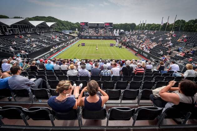 Illustration picture taken during a tennis game between Belgian Alison Van Uytvanck WTA Tennis Damen 132) and Swiss Belinda Bencic (WTA 8) in the first round of the women s singles at the Ricoh Open WTA tennis tournament in Rosmalen, the Netherlands, Tuesday 07 June 2016. LUCxCLAESSEN  x04867082x