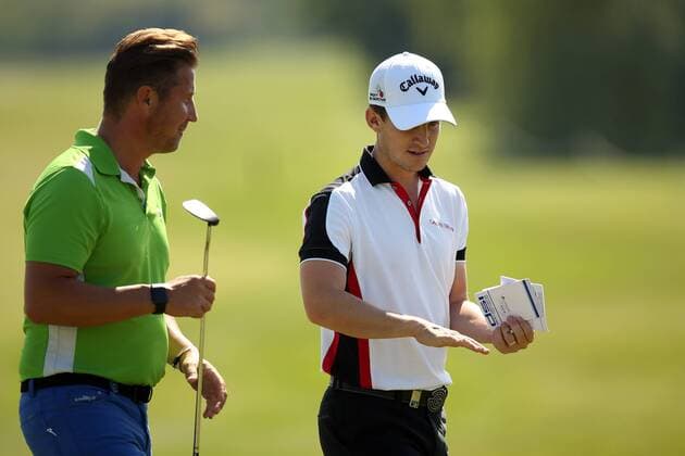 GOLF - PGA Golf Herren Lyoness Open 2016 ATZENBRUGG,AUSTRIA,08.JUN.16 - GOLF - PGA European Tour, Lyoness Open, ProAm, Diamond Country Club. Image shows Joachim Reinisch and Chris Paisley (GBR). GEPAxpictures xDanielxGoetzhaber