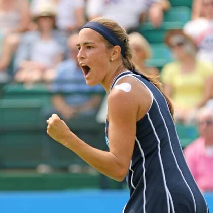 08.06.2016. Nottingham Tennis Centre, Nottingham, England. Aegon WTA Tennis Damen Nottingham Open Day 5. Monica Puig of Puerto Rica shows emotion as she defeats Michelle Larcher De Brito of Portugal in two sets xDavidxKissmanx  ActionPlus11746456