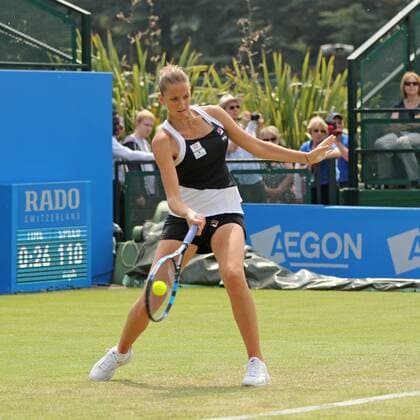 08.06.2016. Nottingham Tennis Centre, Nottingham, England. Aegon WTA Tennis Damen Nottingham Open Day 5. Forehand from Karolina Pliskova of Czech Republic against Anna Tatishvili of USA xDavidxKissmanx  ActionPlus11746473