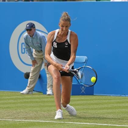 08.06.2016. Nottingham Tennis Centre, Nottingham, England. Aegon WTA Tennis Damen Nottingham Open Day 5. Backhand from Karolina Pliskova of Czech Republic returns to Anna Tatishvili of USA xDavidxKissmanx  ActionPlus11746476