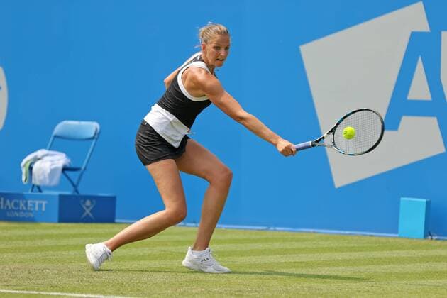 08.06.2016. Nottingham Tennis Centre, Nottingham, England. Aegon WTA Tennis Damen Nottingham Open Day 5. Backhand from Karolina Pliskova of Czech Republic against Anna Tatishvili of USA xDavidxKissmanx  ActionPlus11746479