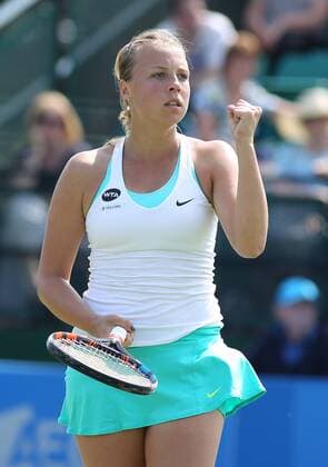 TENNIS - WTA Tennis Damen Aegon Open 2016 NOTTINGHAM,ENGLAND,08.JUN.16 - TENNIS - WTA Tour, Aegon Open. Image shows the rejoicing of Anett Kontaveit (EST). GEPAxpictures xAlanxGrieves