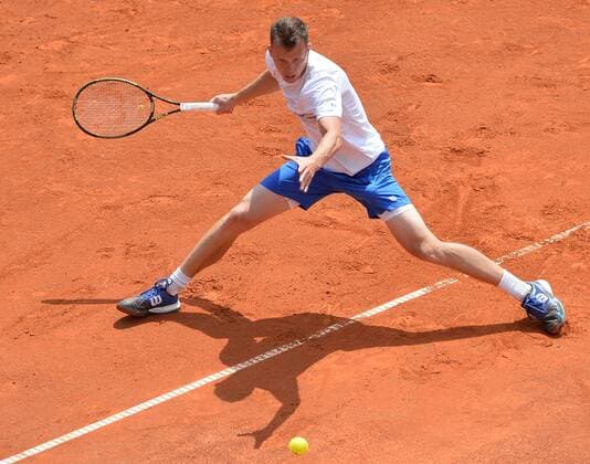 Tenisovy challenger Sparta Prague Open, 9. cervna v Praze. Adam Pavlasek v souboji s Lukasem Rosolem ve ctvrtfinale dvouhry muzu. CTKPhotoP201606090543201  suk11