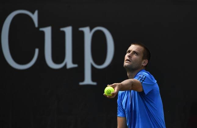 Mikhail Youzhny (RUS) Aktion Aufschlag vor CUP 10.06.2016 Tennis Mercedes-Cup Stuttgart Weißenhof 04.06..-12.06.2016 MercedesCup Stuttgart Weißenhof 2016