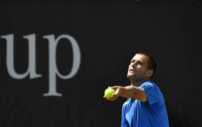 Mikhail Youzhny (RUS) Aktion Aufschlag vor Schritzug UP 10.06.2016 Tennis Mercedes-Cup Stuttgart Weißenhof 04.06..-12.06.2016 MercedesCup Stuttgart Weißenhof 2016