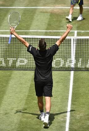 Dominic Thiem (AUT) jubelt über Matchgewinn Gewinn des Spiels Einzug ins Halbfinale 10.06.2016 Tennis Mercedes-Cup Stuttgart Weißenhof 04.06..-12.06.2016 MercedesCup Stuttgart Weißenhof 2016