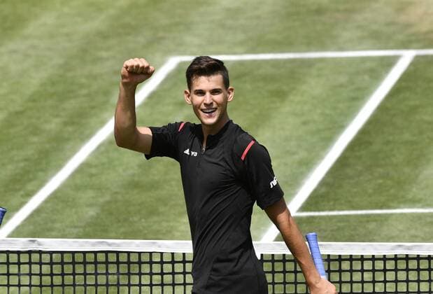 Dominic Thiem (AUT) jubelt über Matchgewinn Gewinn des Spiels Einzug ins Halbfinale 10.06.2016 Tennis Mercedes-Cup Stuttgart Weißenhof 04.06..-12.06.2016 MercedesCup Stuttgart Weißenhof 2016