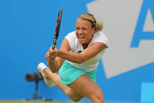 10.06.2016. Nottingham Tennis Centre, Nottingham, England. Aegon WTA Tennis Damen Nottingham Open Day 7. Full power from Anett Kontaveit of Estonia xDavidxKissmanx  ActionPlus11746943