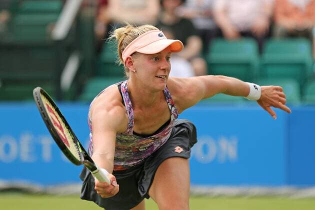 10.06.2016. Nottingham Tennis Centre, Nottingham, England. Aegon WTA Tennis Damen Nottingham Open Day 7. Alison Riske of USA reaches for a forehand volley xDavidxKissmanx  ActionPlus11746944