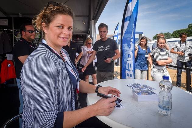 former tennis number 1 Kim Clijsters pictured during a signing session at the Ricoh Open WTA Tennis Damen tennis tournament in Rosmalen, the Netherlands, Friday 10 June 2016. LUCxCLAESSEN  x04868868x
