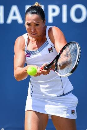 Serbian Jelena Jankovic pictured in action during a tennis game between Belgian Alison Van Uytvanck and Jelena Jankovic versus Swiss Xenia Knoll and Serbian Aleksandra Krunic during the semi finals of the women s doubles tournament at Ricoh Open WTA Tennis Damen tennis tournament in Rosmalen, the Netherlands, Friday 10 June 2016. LUCxCLAESSEN  x04868879x