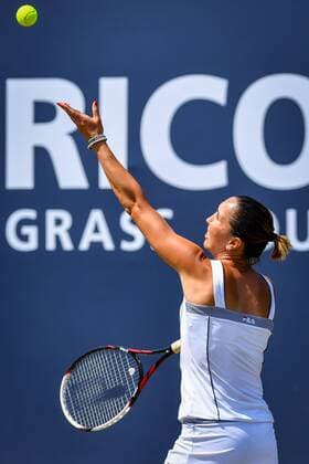 Serbian Jelena Jankovic pictured in action during a tennis game between Belgian Alison Van Uytvanck and Jelena Jankovic versus Swiss Xenia Knoll and Serbian Aleksandra Krunic during the semi finals of the women s doubles tournament at Ricoh Open WTA Tennis Damen tennis tournament in Rosmalen, the Netherlands, Friday 10 June 2016. LUCxCLAESSEN  x04868882x