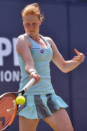 Belgian Alison Van Uytvanck pictured in action during a tennis game between Belgian Alison Van Uytvanck and Jelena Jankovic versus Swiss Xenia Knoll and Serbian Aleksandra Krunic during the semi finals of the women s doubles tournament at Ricoh Open WTA Tennis Damen tennis tournament in Rosmalen, the Netherlands, Friday 10 June 2016. LUCxCLAESSEN  x04868889x