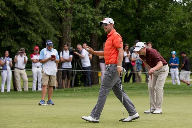 GOLF - Lyoness Open 2016 ATZENBRUGG,AUSTRIA,11.JUN.16 - GOLF - PGA Golf Herren European Tour - Lyoness Open. Image shows the rejoicing of Bernd Wiesberger (AUT). GEPAxpictures xMaticxKlansek