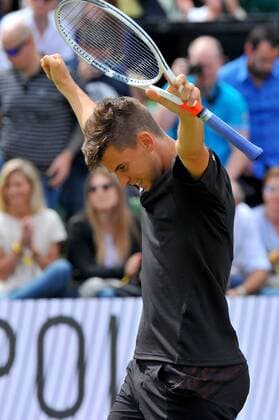 Jubel und Freude bei Dominic THIEM (AUT) ueber seinen Sieg und dass erreichen des Finales. Deutschland, Stuttgart: Tennis, MercedesCup 2016: Halbfinale am 11.06.2016, TC Weissenhof.