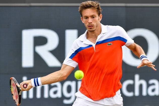 French Nicolas Mahut pictured in action during a tennis game between US Sam Querrey and French Nicolas Mahut in the semi-finals of the men s singles at the Ricoh Open WTA Tennis Damen tennis tournament in Rosmalen, the Netherlands, Saturday 11 June 2016. LUCxCLAESSEN  x04869693x