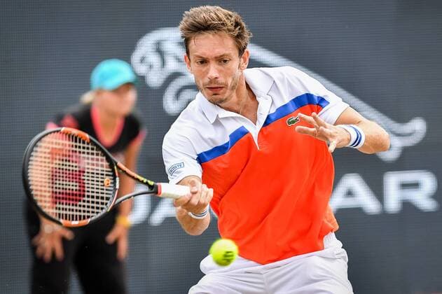 French Nicolas Mahut pictured in action during a tennis game between US Sam Querrey and French Nicolas Mahut in the semi-finals of the men s singles at the Ricoh Open WTA Tennis Damen tennis tournament in Rosmalen, the Netherlands, Saturday 11 June 2016. LUCxCLAESSEN  x04869679x