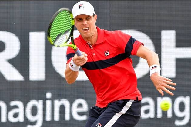 American Sam Querrey pictured in action during a tennis game between US Sam Querrey and French Nicolas Mahut in the semi-finals of the men s singles at the Ricoh Open WTA Tennis Damen tennis tournament in Rosmalen, the Netherlands, Saturday 11 June 2016. LUCxCLAESSEN  x04869691x
