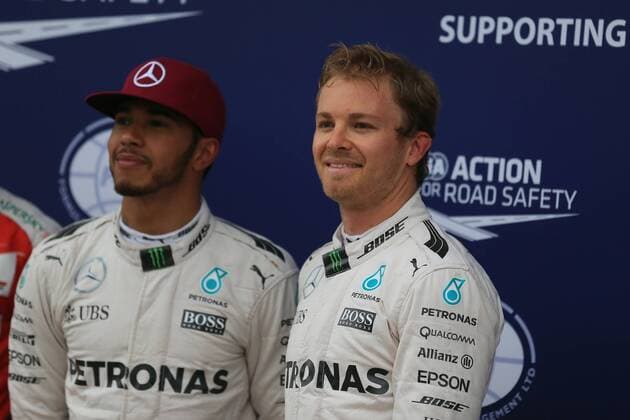11.06.2016. Montreal, Canada. Formula 1 Grand Prix of Canada. Qualifying sessions. Team mates Lewis Hamilton and Nico Rosberg chat after they finish on pole and second for tomorrows race xLeannexBoonx  ActionPlus11747727