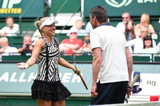 Tennis Gerry Weber Open 2016 am 11.06.2016 im Gerry-Weber-Stadion in Halle ( Westf. ) Champions Trophy Angelique Kerber ( Deutschland ), links - Michael Stich ( Deutschland ), rechts xRx