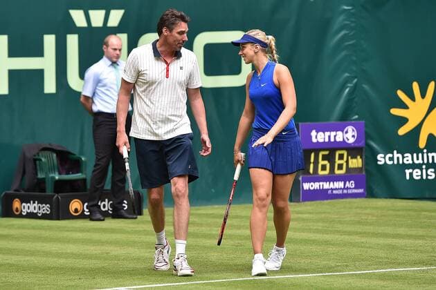 Tennis Gerry Weber Open 2016 am 11.06.2016 im Gerry-Weber-Stadion in Halle ( Westf. ) Champions Trophy Michael Stich ( Deutschland ), links - Sabine Lisicki ( Deutschland ), rechts xRx