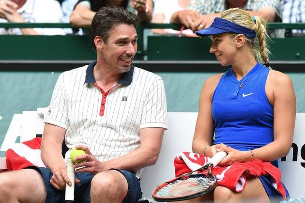 Tennis Gerry Weber Open 2016 am 11.06.2016 im Gerry-Weber-Stadion in Halle ( Westf. ) Champions Trophy Michael Stich ( Deutschland ), links - Sabine Lisicki ( Deutschland ), rechts xRx