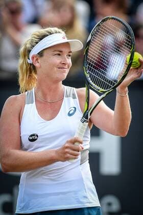 American Coco Vandeweghe celebrates after winning a tennis game between French Kristina Mladenovich and American Coco Vandeweghe in the finals of the women s singles at the Ricoh Open WTA Tennis Damen tennis tournament in Rosmalen, the Netherlands, Sunday 12 June 2016. LUCxCLAESSEN  x04869833x
