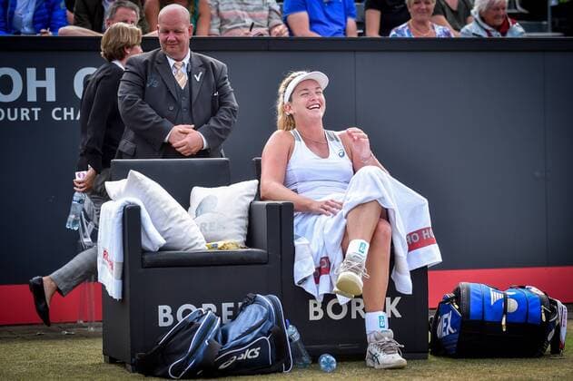 American Coco Vandeweghe pictured after winning a tennis game between French Kristina Mladenovich and American Coco Vandeweghe in the finals of the women s singles at the Ricoh Open WTA Tennis Damen tennis tournament in Rosmalen, the Netherlands, Sunday 12 June 2016. LUCxCLAESSEN  x04869841x