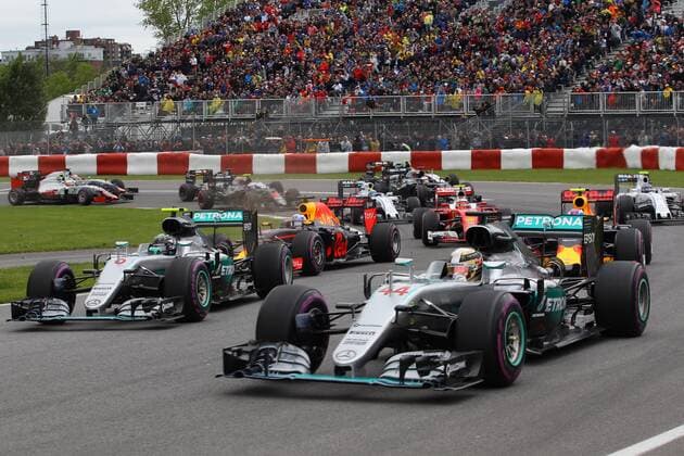 Formel 1, GP Kanada Canadian Grand Prix, Montreal 09 - 12 June 2016 12.06.2016 - Race, Start of the race, Lewis Hamilton (GBR) Mercedes AMG F1 W07 Hybrid and Nico Rosberg (GER) Mercedes AMG F1 W07 Hybrid 