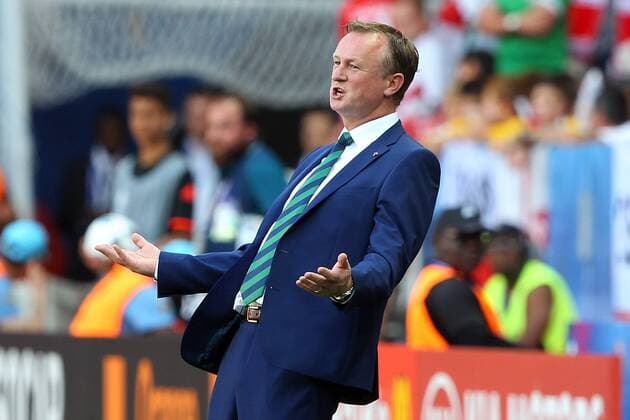 12.06.2016, Stade de Nice, Nizza, FRA, UEFA EURO EM Europameisterschaft Fussball Frankreich, Polen vs Nordirland, Gruppe C, im Bild Northern Ireland Manager Michael O Neill Northern Ireland Manager Michael O Neill during Group C match between Poland and Northern Ireland of the UEFA EURO 2016 France at the Stade de Nice in Nizza, France on 2016 06 12. Nizza  EX_FOCUS_FIL  