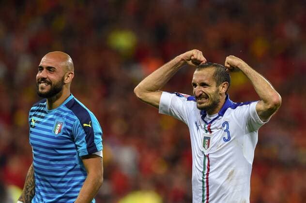 Giorgio Chiellini (Italy) Simone Zaza (Italy) ; June 13, 2016 - Football : UEFA EURO EM Europameisterschaft Fussball France 2016, Group E, Belgium 0-2 Italy at Stade de Lyon, Lyon, France. Noxthirdxpartyxsales  (ptmb_euro16_BELITA_099)