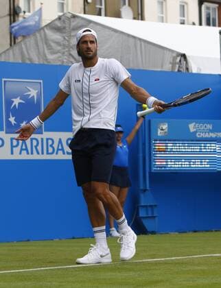 14.06.2016. Queens Club, London, England. Aegon Queens Tennis Championships Day Two. Feliciano Lopez appeals to the umpire in his 1st round match against Marin Cilic (CRO). xAlanxMartinx  ActionPlus11749039