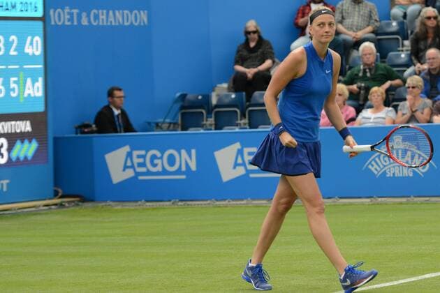 June 14, 2016 - Birmingham, Warwickshire, England - PETRA KVITOVA celebrates winning her first round match vs. L. Safarova in the Aegon Classic Birmingham tennis tournament. Tennis 2016 - Aegon Classic Birmingham - Day 2 - ZUMAl132