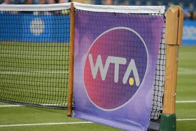 June 14, 2016 - Birmingham, Warwickshire, England - A view of the WTA Tennis Damen logo on the net on the Ann Jones Centre Court at the Aegon Classic Birmingham tennis tournament. Tennis 2016 - Aegon Classic Birmingham - Day 2 - ZUMAl132