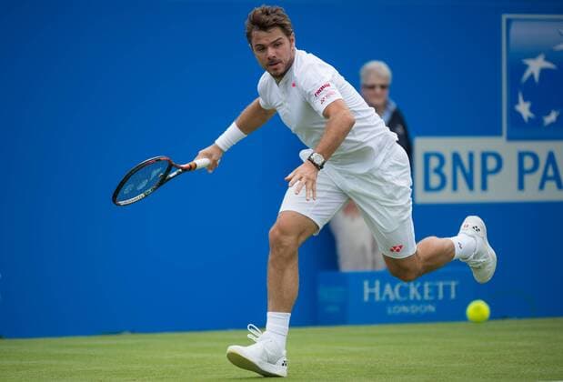(160614) -- LONDON, June 14, 2016 -- Stan Wawrinka of Switzerland returns a shot during his singles first round match against Fernando Verdasco of Spain during day two of the ATP Tennis Herren 500 Aegon Championships at the Queen s Club in London, Britain on June 14, 2016. ) (SP)BRITAIN-LONDON-TENNIS-AEGON CHAMPIONSHIPS-WAWRINKA VS VERDASCO JonxBuckle 
