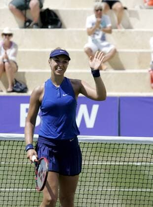 German Sabine Lisicki celebrates her victory against French Kristina Mladenovic during the first round of the Mallorca Open 2016 played at Santa Ponsa court in Majorca, Balearics Islands, Spain on 14 June 2016. Sabine Lisicki vs Kristina Mladenovic !ACHTUNG: NUR REDAKTIONELLE NUTZUNG!  20160614-636015267489694472