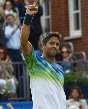 14.06.2016. Queens Club, London, England. Aegon Queens Tennis Championships Day Two. Fernando Verdasco (ESP) celebrates his straight sets victory in his 1st round match against number 2 seed, Stan Wawrinka (SUI). xAlanxMartinx  ActionPlus11749049