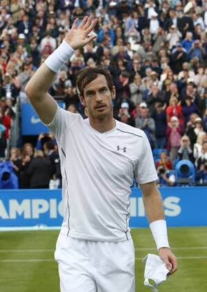 14.06.2016. Queens Club, London, England. Aegon Queens Tennis Championships Day Two. Reigning Queens singles champion Andy Murray celebrates after winning his 1st round match against Nicolas Mahut (FRA) 7-6 and 7-6 xAlanxMartinx  ActionPlus11749119