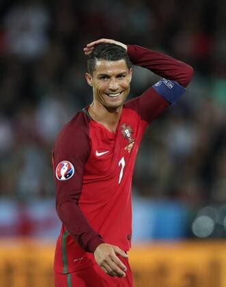 Cristiano Ronaldo of Portugal reacts during the Euro 2016 Group F soccer match between Portugal and Iceland in Saint-Etienne, France, June 14, 2016. ) (SP)FRANCE-SAINT-ETIENNE-SOCCER-EURO 2016-GROUP F-PORTUGAL VS ICELAND BaixXuefei 
