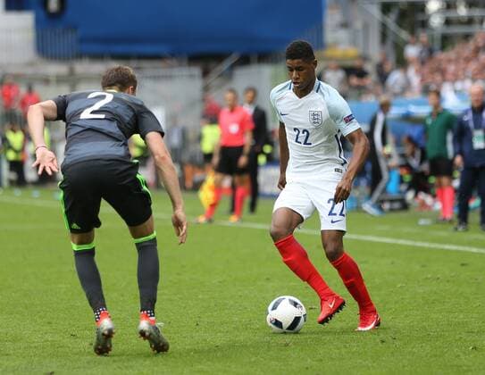 EURO 2016, England - Wales Marcus Rashford of England during the UEFA European Championship EM Europameisterschaft 2016 match at the Stade Felix Bollaert-Delelis, Lens. Picture date June 16th, 2016 Pic David Klein Sportimage EDITORIAL USE ONLY. No use with unauthorised audio, video, data, fixture lists, club league logos or live services. Online in-match use limited to 120 images, no video emulation. No use in betting, games or single club league player publications.