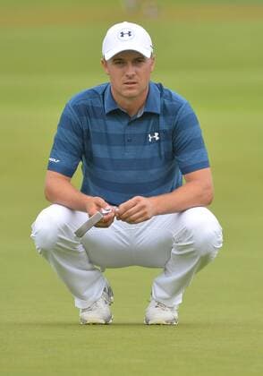 Jordan Spieth lines up a putt the 15th green during the first round of the 2016 U.S. Open at Oakmont Country Club in Oakmont, Pennsylvania on June 15, 2016.  OAK20160616320 KEVINxDIETSCH