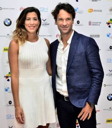 Tennis player Garbine Muguruza and former tennis player Calor Moya arrive at the gala dinner of the Majorca Tennis Open celebrated in a hotel of the majorcan locality of Calvia, Balearic Islands, Spain, 16 June 2016. GALA DINNER OF THE MAJORCA TENNIS OPEN !ACHTUNG: NUR REDAKTIONELLE NUTZUNG!  PDM001 20160616-636017168095141391