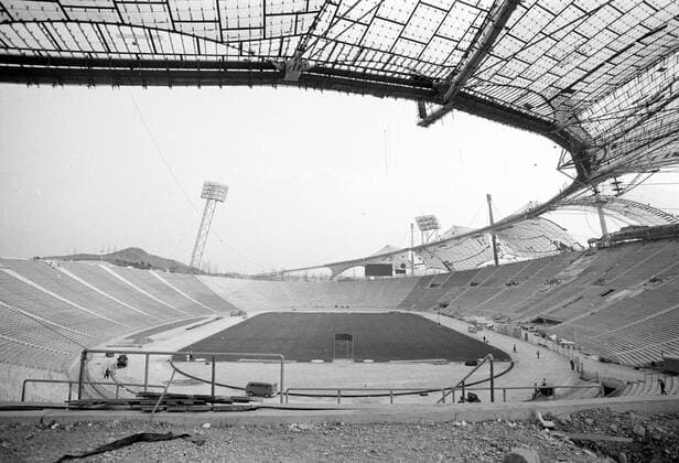 Olympiagelände für die Olympischen Spiele 1972 in München, das Olympiastadion